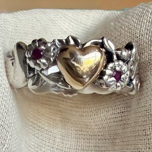 Artcarved brand vintage rare 14k, Ruby, SS and Gold Heart Ring size 6